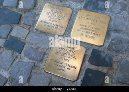 Berlin, Deutschland, die Stolpersteine in der Thomasiusstraße in Berlin-Moabit Stockfoto