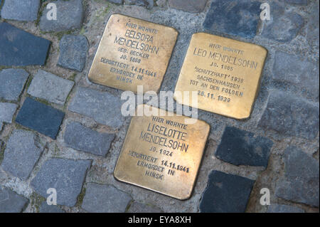 Berlin, Deutschland, die Stolpersteine in der Thomasiusstraße in Berlin-Moabit Stockfoto