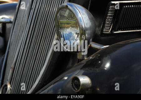 Close up view of black vintage car. Stockfoto