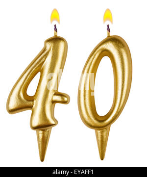 Geburtstagskerzen Zahl dreißig isoliert auf weißem Hintergrund Stockfoto