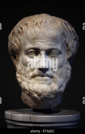 Griechische Philosoph Aristoteles. Römischen Marmor-Kopie nach einem griechischen original von ca. 320 v. Chr.. Kunsthistorisches Museum, Wien, Österreich. Stockfoto
