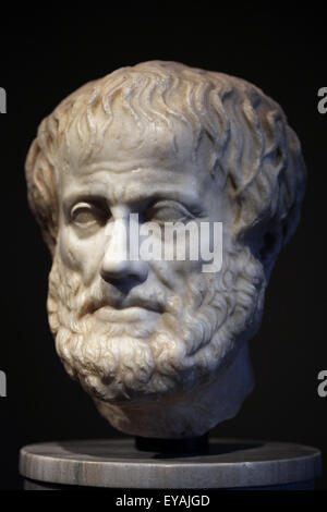 Griechische Philosoph Aristoteles. Römischen Marmor-Kopie nach einem griechischen original von ca. 320 v. Chr.. Kunsthistorisches Museum, Wien, Österreich. Stockfoto