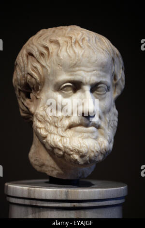 Griechische Philosoph Aristoteles. Römischen Marmor-Kopie nach einem griechischen original von ca. 320 v. Chr.. Kunsthistorisches Museum, Wien, Österreich. Stockfoto