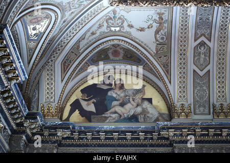 Raphael. Lunette österreichischen Malers Hans Makart über die Haupttreppe im Kunsthistorischen Museum, Wien, Österreich. Stockfoto