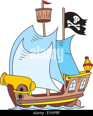 Cartoon-Illustration eines Piratenschiffs Stock Vektor