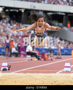 25.07.2015.Queen Elizabeth Olympic Park, London, England. Sainsburys Jubiläumsspiele. Morgan-See (GBR) im Weitsprung Frauen. Stockfoto