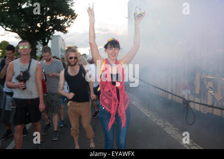 Berlin, Deutschland. 25. Juli 2015. "Zug der Liebe" Demonstration in Berlin, Deutschland. Stockfoto