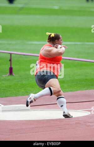 London, UK. 25. Juli 2015. Jillian CAMARENA-WILLIAMS (USA) im Wettbewerb mit den Frauen Schuss setzen, Diamond League Sainsbury Jubiläumsspiele, Queen Elizabeth Olympic Park, Stratford, London, UK. Bildnachweis: Simon Balson/Alamy Live-Nachrichten Stockfoto