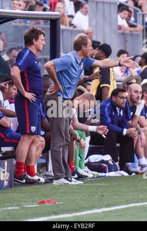 Panamasche Fußballmannschaft besiegt die Usa Mens Fussballnationalmannschaft auf Penalty Kicks in der dritten Platz Spiel des CONCACAF Gold Cup | Professional Soccer/Football spieler Showcase Athletik und konkurrierende Antrieb auf dem Spielfeld in Chester, Pennsylvania | Amerikanische Athleten/USMNT konkurrieren und verlieren im WM-Tune-up | Stockfoto