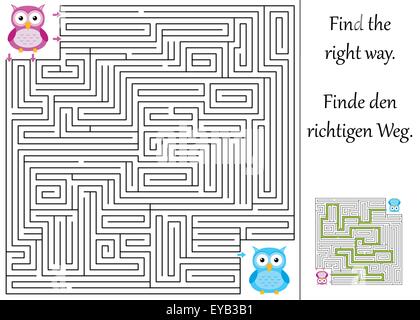 finde den richtigen Weg durch das Labyrinth Stock Vektor