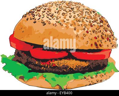 Vektor-Cartoon-Illustration von Burger isoliert auf weißem Hintergrund Stock Vektor