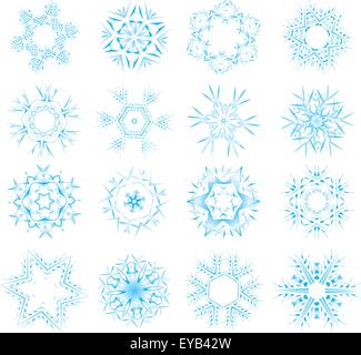 Reihe von verschiedenen Schneekristalle Stock Vektor