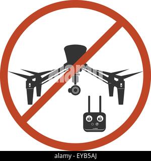 Drohne verboten Gefahrenzone Himmel Symbol rote Vektor-Illustration Stock Vektor