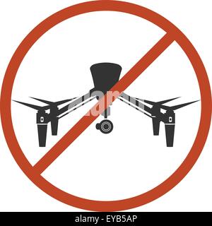 Drohne Sicherheitszeichen verbieten Air Fly Gefahrenzone Vektor-Illustration Stock Vektor