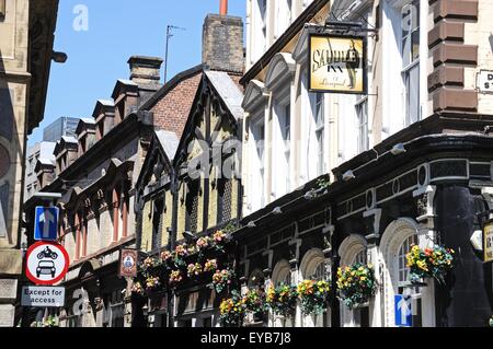 Der Sattel Inn an der Ecke des Dale-Street und Hackins Hey, Liverpool, Merseyside, England, UK, Westeuropa. Stockfoto