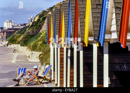 Strandhütten Bournemouth Promenade. Dorset. England. UK Stockfoto