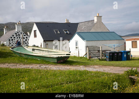 Häuser in der Landwirtschaft Siedlung Dorf von Bhatarsaigh, Vatersay, Barra, äußeren Hebriden, Schottland, UK Stockfoto