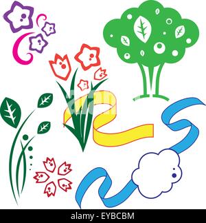 Satz von Zeichnungen zum Thema Pflanzen. Illustration für design Stock Vektor
