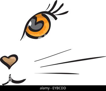 Vektor Katze Schnauze gemalt auf weißem Hintergrund Stock Vektor