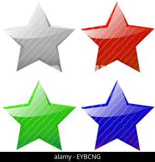 Satz von Vektor glänzend fünfzackige Sterne in verschiedenen Farben Stock Vektor