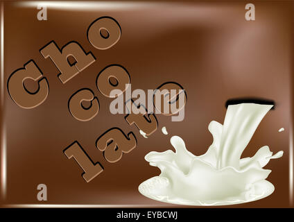 Schokolade und gießen Milch .closeup Hintergrundtextur Stockfoto