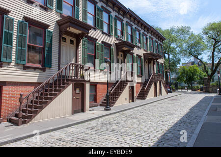 Die historischen Sylvan Terrace-Reihenhäuser im Jumel Terrasse Historic District in Washington Heights, Manhattan, New York City. Stockfoto