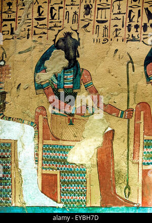 Luxor, Ägypten, Deir el-Medina, Arbeiter Dorf, Grab des Pashedu (TT3) XVIII ° dyn.: Gott Khepri Stockfoto
