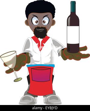 Afrikanische amerikanische Cartoon-Kellner Stock Vektor