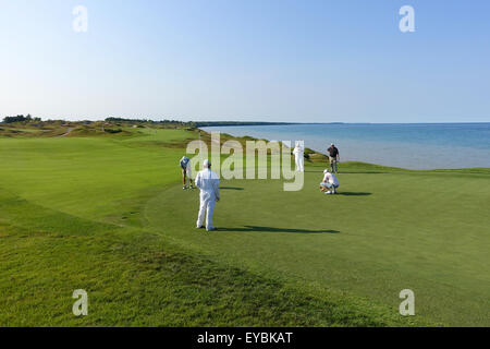 Whistling Straits Golf Course in Kohler, WI, entworfen von Pete Dye und Funktionen etwa zwei Meilen der Küste des Lake Michigan. Stockfoto