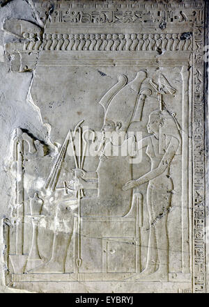 Luxor, Ägypten, Grab des Khaemhet Mahu (TT57) in den Adligen Gräbern im Asasif Nekropole: der Gott Osiris. Stockfoto
