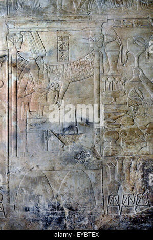 Luxor, Ägypten, Grab des Khaemhet Mahu (TT57) in den Adligen Gräbern im Asasif Nekropole: schönen Reliefs Stockfoto