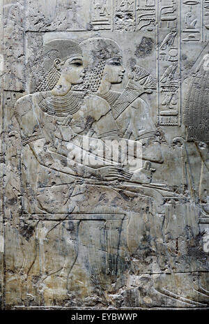 Luxor, Ägypten: Reliefs aus Grab des Ramose (TT55) XVIII ° dyn., aus adligen Gräbern in das Dorf von Scheich Abd el-Badebecken. Stockfoto