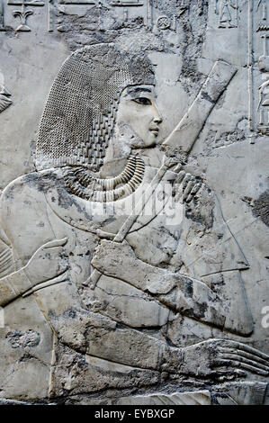 Luxor, Ägypten: Reliefs aus dem Grab des Ramose (TT55) XVIII ° dyn., aus adligen Gräbern in das Dorf von Scheich Abd el-Badebecken. Stockfoto