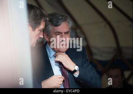 Ehemalige britische Premierminister, Gordon Brown, die an das Edinburgh International Book Festival. Stockfoto