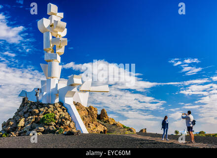 Denkmal für den Landwirt. Casa Museo del Campesino. San Bartolome. Lanzarote, Las Palmas, Kanarische Inseln, Spanien, Europa. Stockfoto