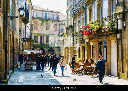 Straße. Santiago De Compostela. La Coruña, Galicien, Spanien, Europa. Stockfoto