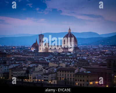 Kathedrale von Florenz in der Nacht. Florenz, Italien. Stockfoto