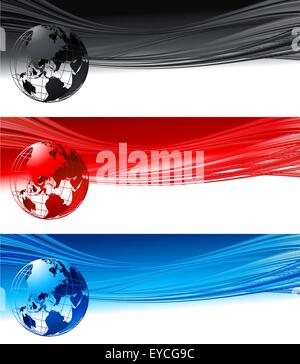 Abstrakte Wellen mit Globus. Vector Design Eps 10 Stock Vektor
