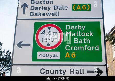 Straße Straßenschild in Derbyshire, England Stockfoto