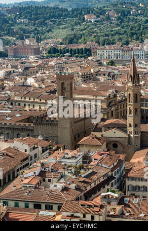 Das Nationalmuseum Bargello und Badia Glockenturm. Florenz, Italien. Stockfoto