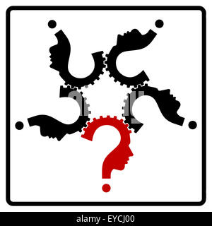 Menschlichen Kopf Team Gang Fragezeichen Stockfoto