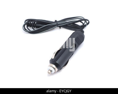einen Adapter für den Zigarettenanzünder im Auto auf einem weißen Hintergrund Stockfoto