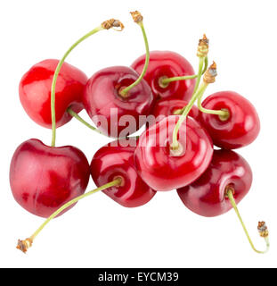saftige Kirschen auf dem weißen Hintergrund isoliert. Stockfoto