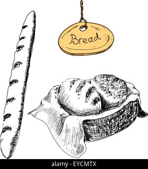 Brot. Vektor-handgezeichnete Illustrationen set Stock Vektor