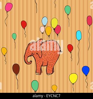 Nahtlose Muster mit fliegenden Elefanten Stock Vektor