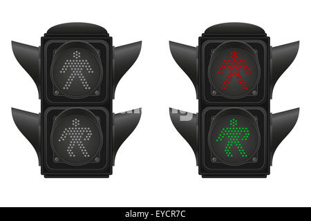 Ampel für Fußgänger Illustration isoliert auf weißem Hintergrund Stockfoto