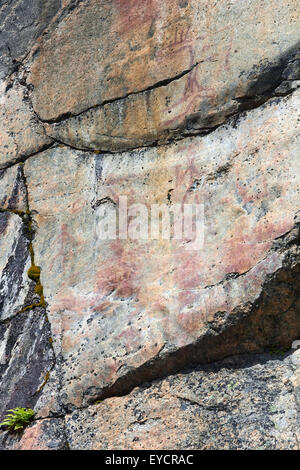 Astuvansalmi Felsmalereien, Lejon Finnland Stockfoto