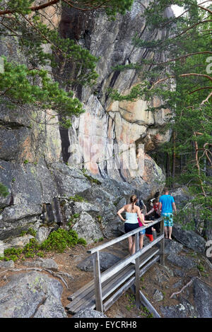 Astuvansalmi Felsmalereien, Lejon Finnland Stockfoto