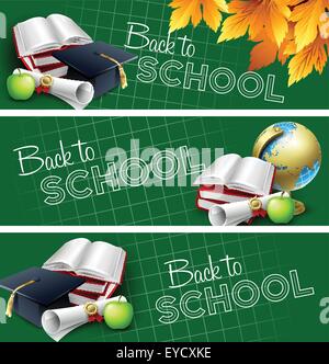 Satz von Back to School-Banner. Vektor-illustration Stock Vektor