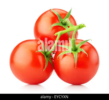 Cherry-Tomaten auf dem weißen Hintergrund isoliert. Stockfoto